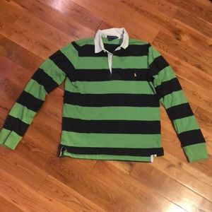 Ralph Lauren green/navy rugby shirt women’s lg